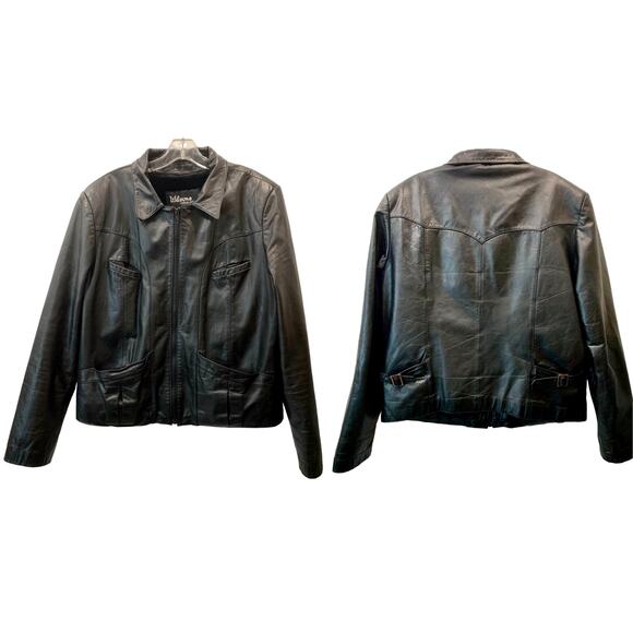 70s Wilsons Black Leather Bomber Jacket with Faux Fur Zip Out Lining - Picture 9 of 9